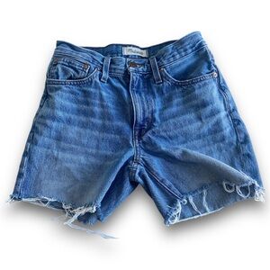 Madewell "The Slouchy Boyjean" 100% Cotton Denim Mid Rise Shorts Women's Size 23